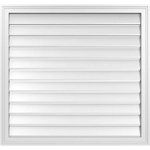 Ekena Millwork 36" x 34" Vertical Surface Mount PVC Gable Vent: Functional with Brickmould Frame