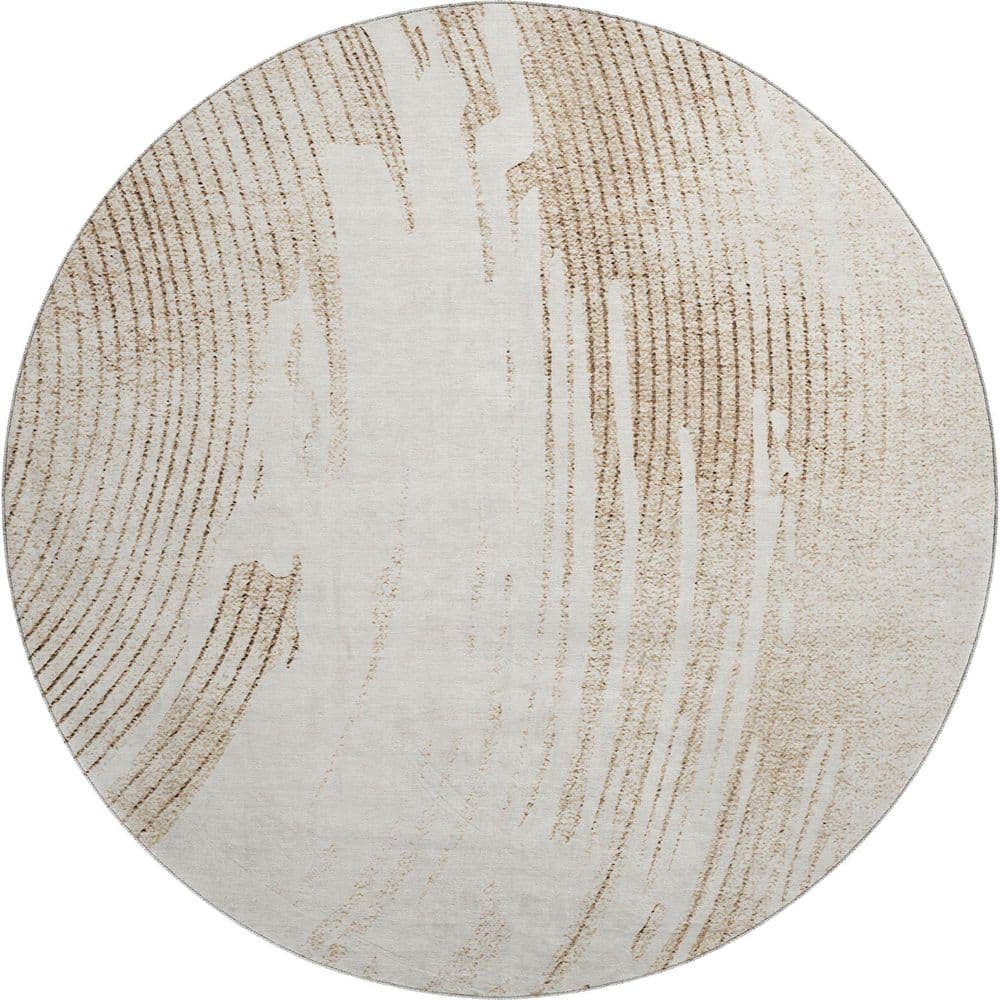 Mayfield Premium Machine Washable Abstract AMF2133 Brown 8 ft. x 8 ft. Round Rug price history on PriceWatchPro