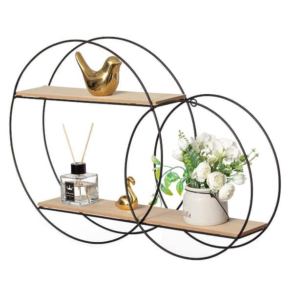 Vintiquewise Interlinked Round Wall-Mounted Shelf Sturdy Metal