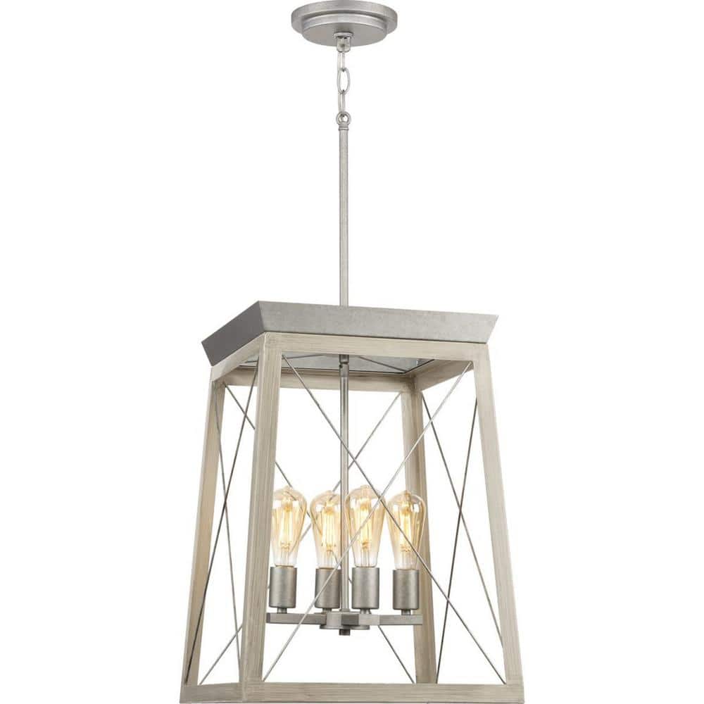 Briarwood 4-Light Galvanized Farmhouse Pendant with Glass Enclosure