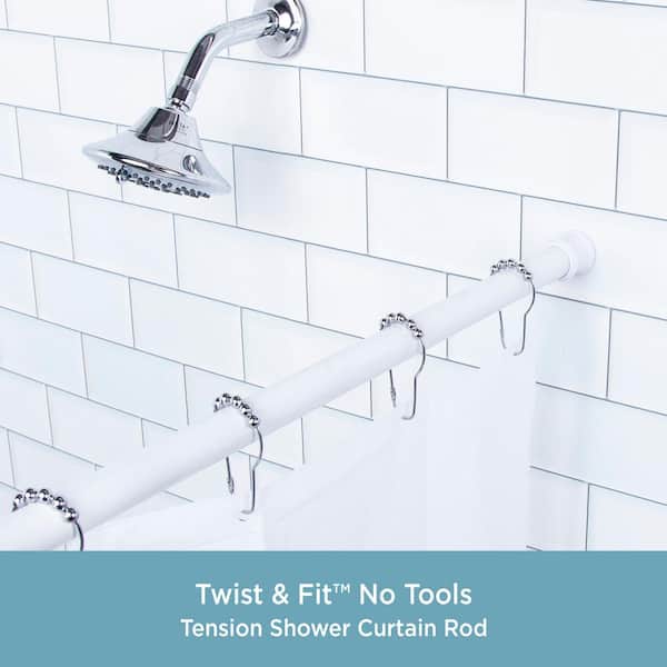 Kenney 24 In To 40 Twist Fit Shower Curtain Rod White Kn607c 10v1 The