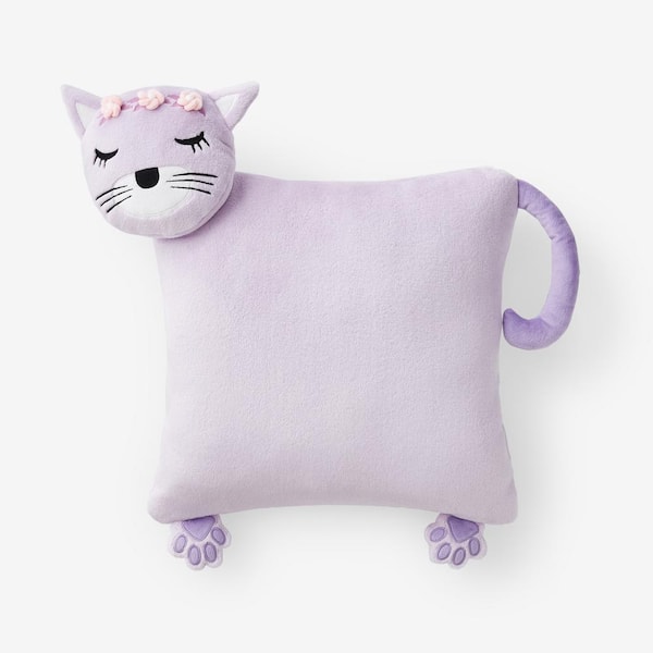 The Company Store Lavender Cat 18 in. x 18 in. Throw Pillow