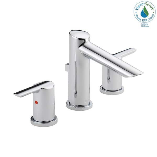 Delta Compel 8 in. Widespread 2-Handle Bathroom Faucet with Metal Drain Assembly in Chrome