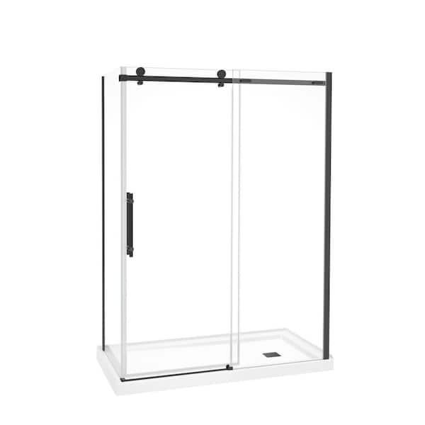 Odyssey SC 60" x 32" x 78" 8mm Sliding Shower Door for Corner Installation with Frameless Clear glass in Matte Black