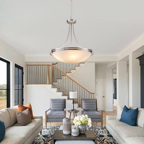 LWYTJO 4-Light 20.5 in. 40-Watt Modern Nickel Bowl Pendant Empire