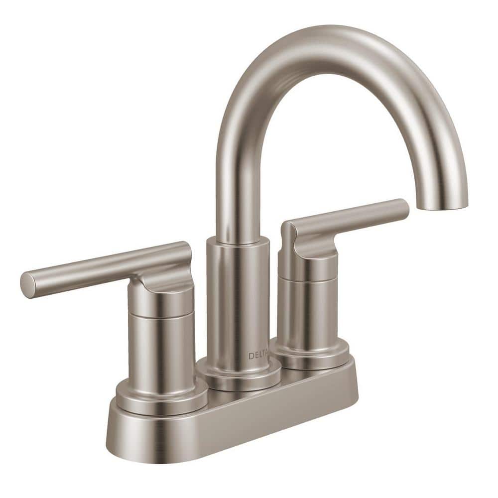 Delta Nicoli J-Spout 4 in. Centerset Double Handle Bathroom Faucet