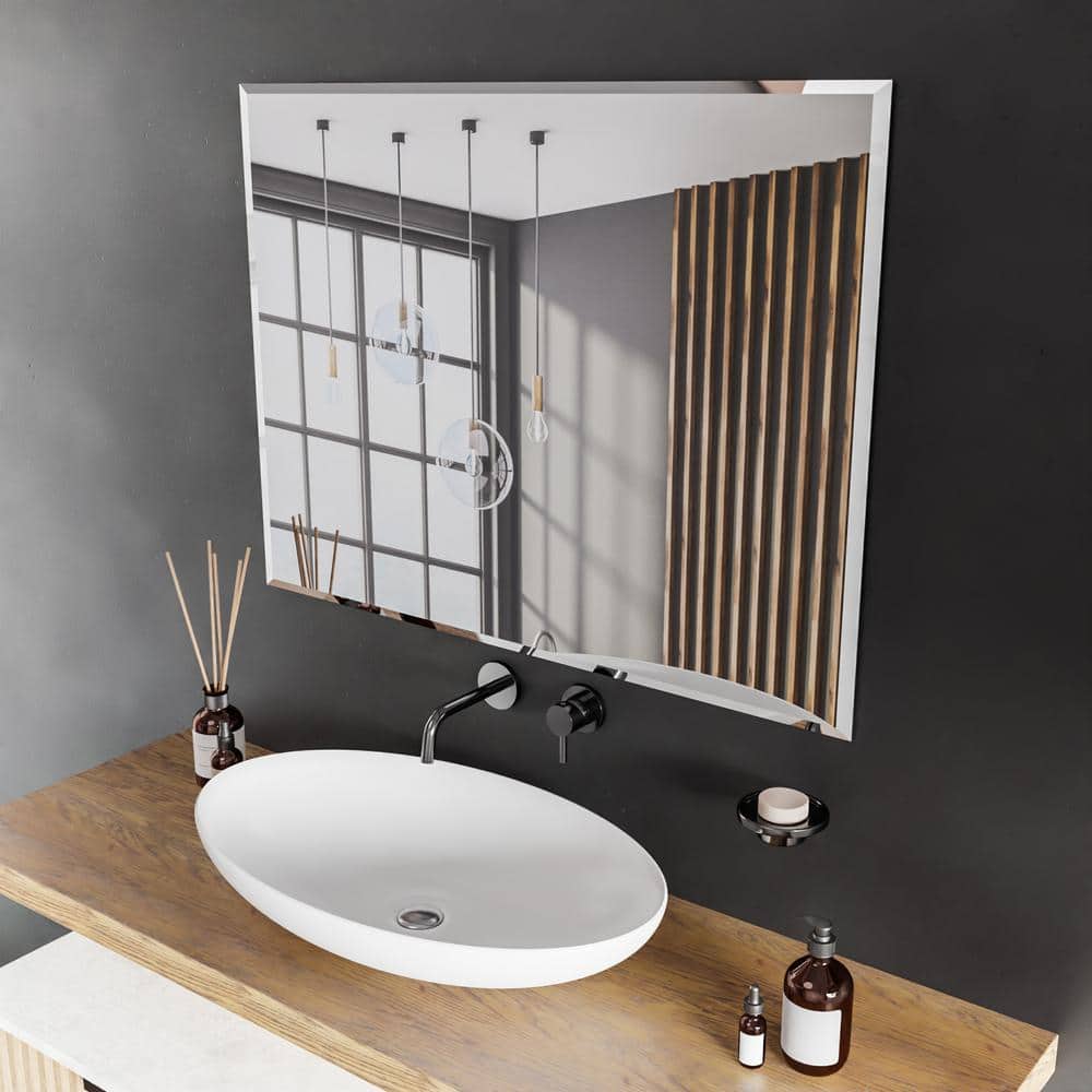 Elegant 30" x 40" Beveled Edge Frameless Rectangular Wall Mirror