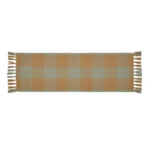 Spring In Bloom 8 in. W. x 24 in. L Multi Green Gold Checkered PET Table Runner