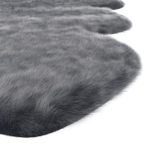 Charcoal Grey 2 ft. W x 3 ft.L Faux Fur Area Rug