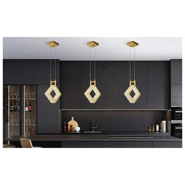 ZHLWIN Home Lighting 12W 1-Light Gold Square Modern Led Crystal