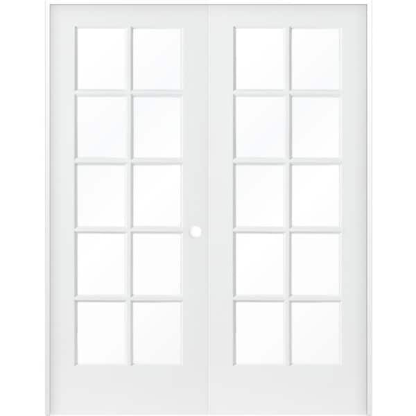 Krosswood Doors 56 in. x 80 in. Craftsman Shaker 10-Lite Left Handed MDF Solid Core Double Prehung French Door