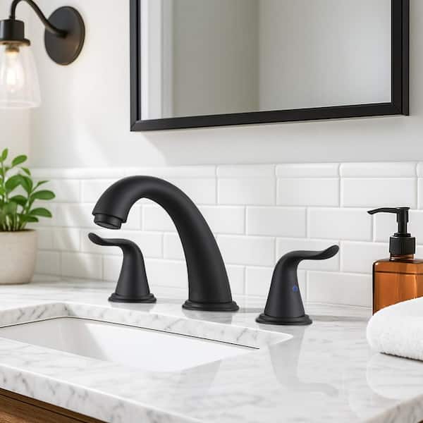 8 in. Widespread Double Handle Bathroom Sink Faucet in Matte Black