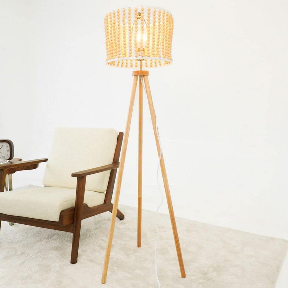 59 in. Brown Standard Brillo 3-Legged Floor Lamp Natural 110-Volt Standing Light price history on PriceWatchPro