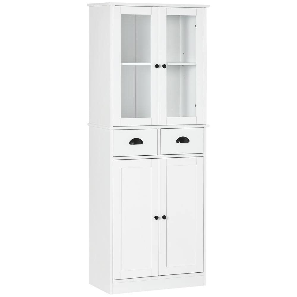 White 61" Freestanding Kitchen Pantry Cabinet with Adjustable Shelves