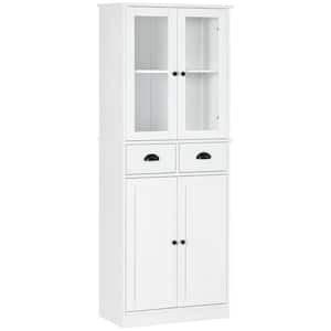 23.5 in. W x 11.75 in. D x 61.25 in. H White Linen Cabinet Kitchen Pantry with Soft Close Doors and 2-Drawers