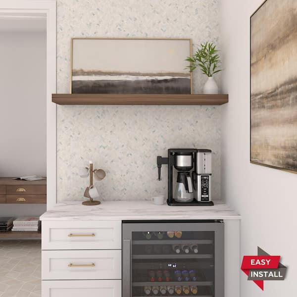 Xpress Mosaix Peel 'N Stick Frost White 12 in. x 12 in. Marble Herringbone Mosaic Tile (8.8 sq. ft./Case)