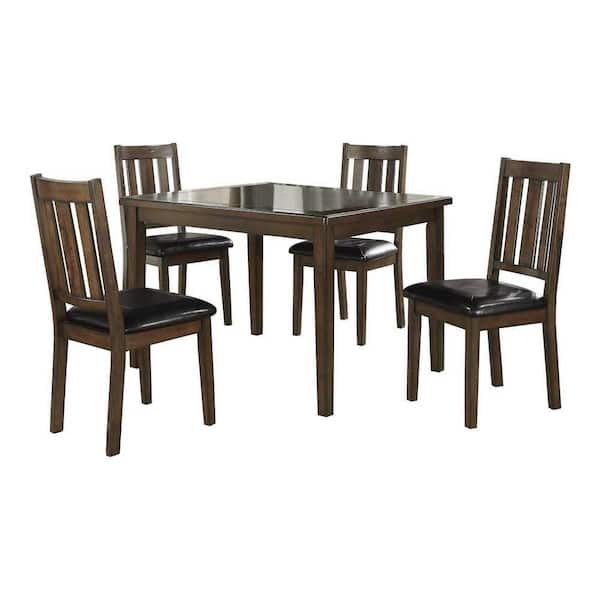 EVERGLADE HOME Clancy 5-Piece Rectangular Dark Brown Wood Top Dining Room Set