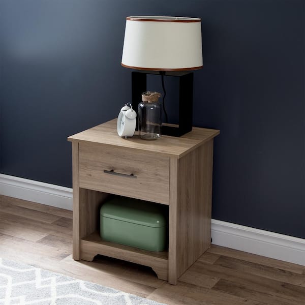 South Shore Fusion 1-Drawer Rustic Oak Nightstand