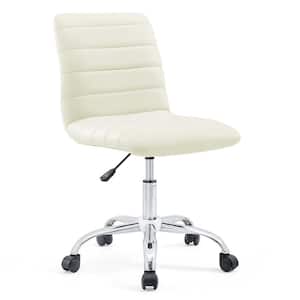 23.5 in. Width Standard White Faux Leather Task Chair with Swivel Seat