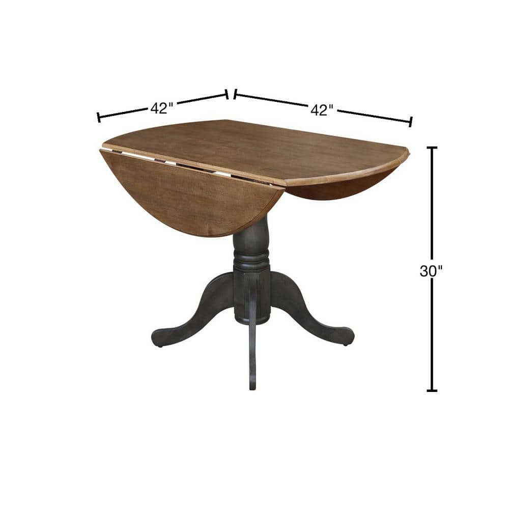 Cottage Charm 42" Round Hickory Wood Extendable Dining Table