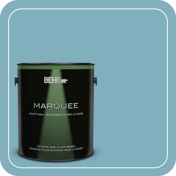 BEHR MARQUEE 1 gal. #PMD-83 Porcelain Blue Semi-Gloss Enamel Exterior Paint & Primer