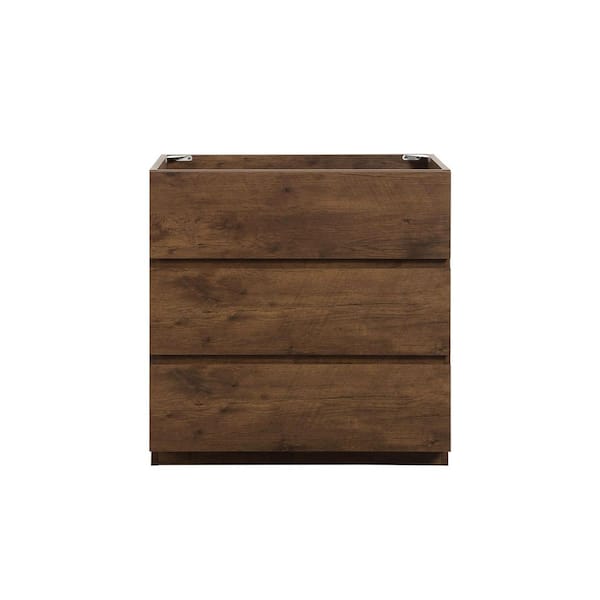 29.6 in. W x 17.9 in. D x 32.3 in. H Bath Vanity Cabinet without Top with 3-Drawers in Brown