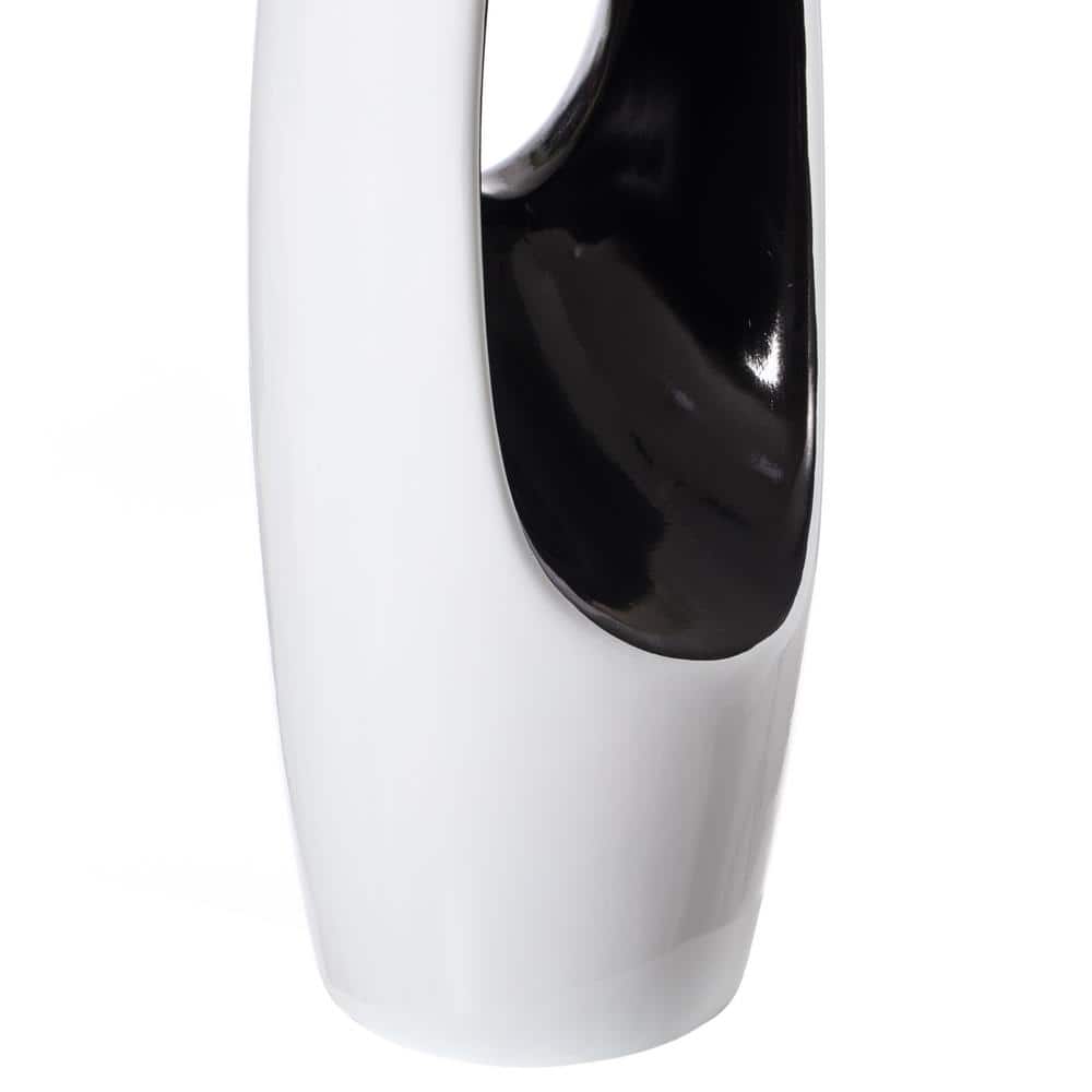 Elegant White and Gold 43" Decorative Floor Vase in Fiberglass