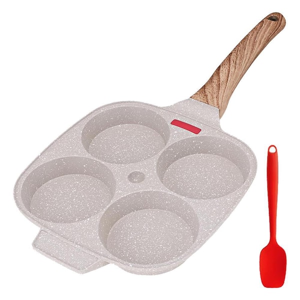 4-Egg Nonstick Aluminium Saute Pan 7.3 in. Induction Compatible Kitchen Pan with Lid for Omelets Pancakes