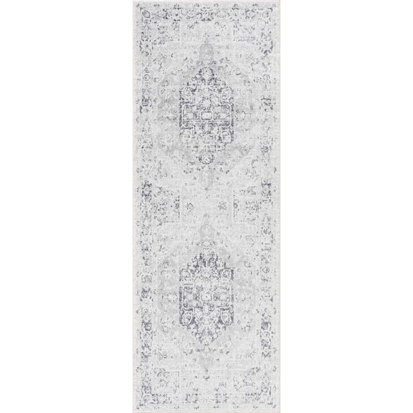 Akram 3 ft. X 10 ft. Cream, Antrasit Area Rug