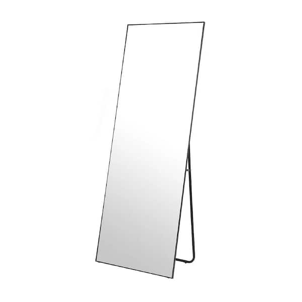 Qidian 24 in. W x 65 in. H Rectangular Framed Wall Mounted/Freestanding Bathroom Vanity Mirror in Black