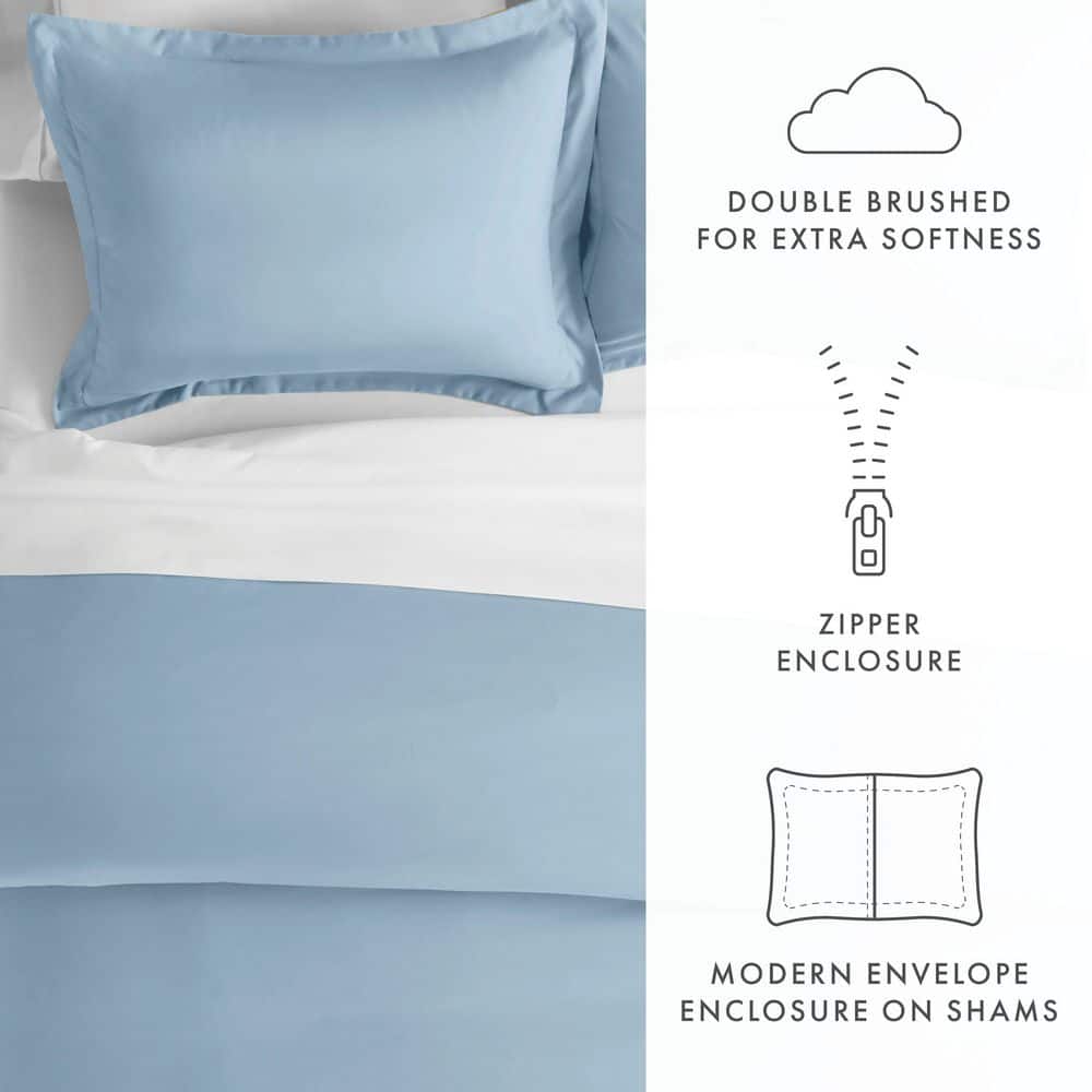 Ultra Soft Light Blue Microfiber King/Cal King Duvet Cover Set