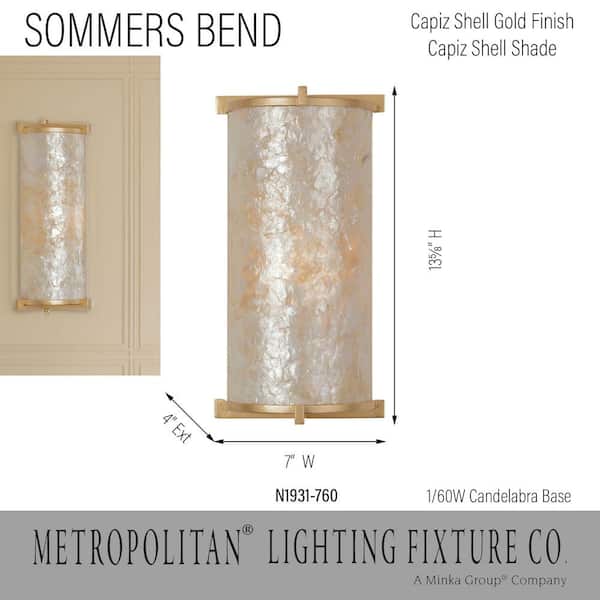 Metropolitan Sommers Bend 1-Light Modern Fawn Gold Wall Metropolitan Sommers Bend 1-Light Modern Fawn Gold Wall