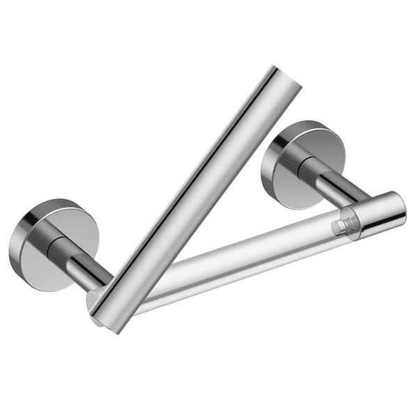 BWE Double Post Pivoting Wall Mounted Towel Bar Toilet Paper Holder in Polished Chrome