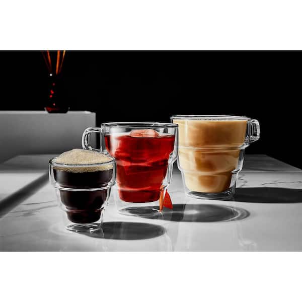 JoyJolt Disney Mickey Mouse 3D Espresso Cups 5.4oz Glass Set of 2 -  Insulated Double Wall Design, Unique Coffee Mugs