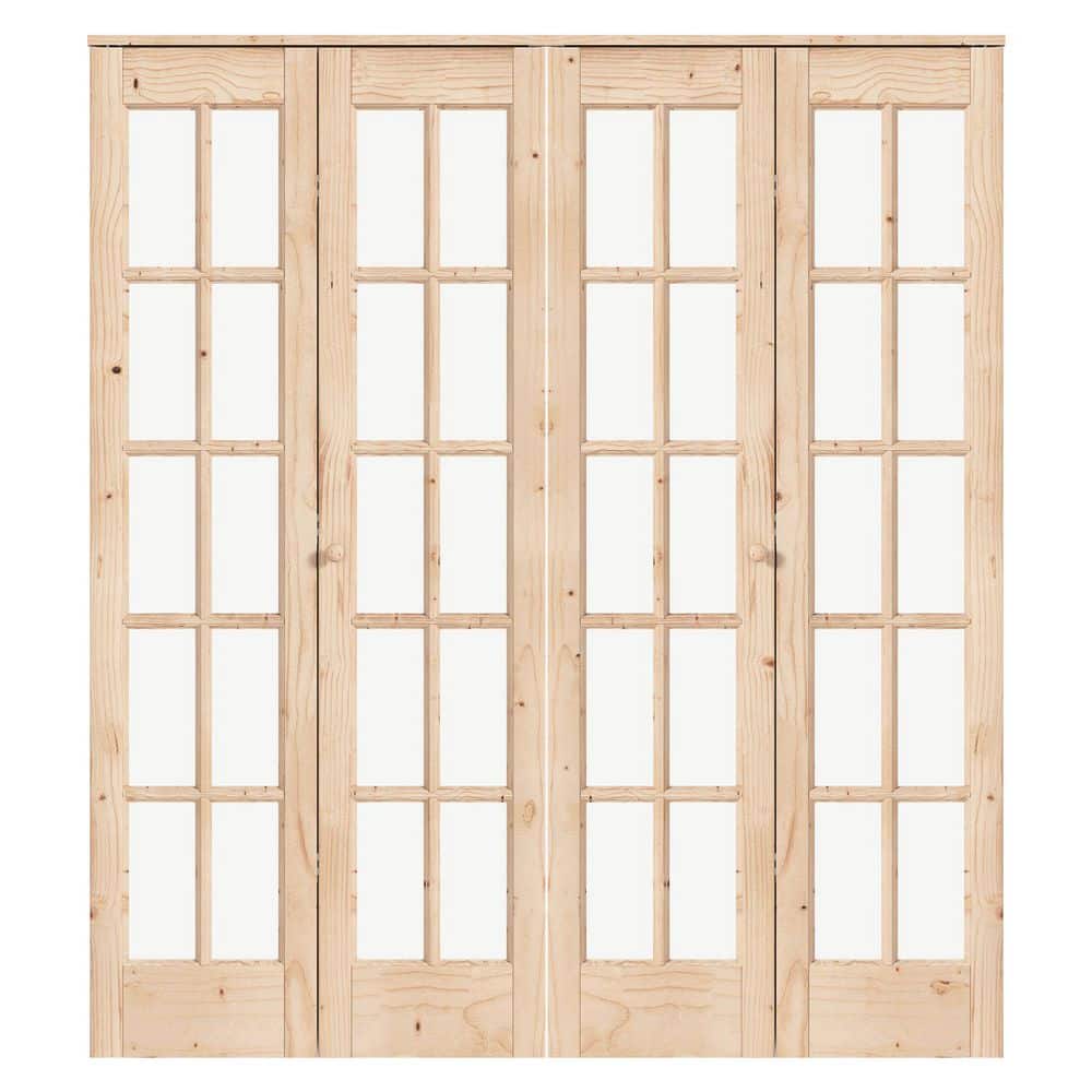84 in. x 80 in. Pre Assembled Clear Glass Solid Core Wood Spruce Brown Bi-Fold Door with Hardware price history on PriceWatchPro