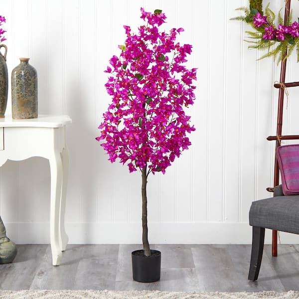 Nearly Natural 5 ft. Purple Bougainvillea Artificial Tree
