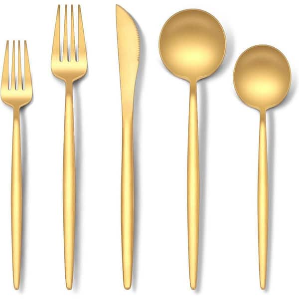 20-Piece Gold Stainless Steel Satin Finish Flatware Cutlery Set (Service for 4)