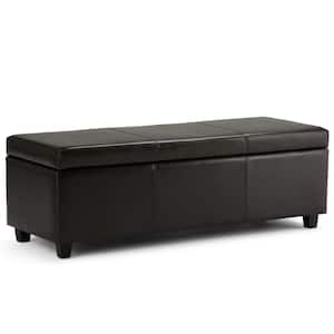 Avalon 48 in. Contemporary Storage Ottoman in Tanners Brown Faux Leather