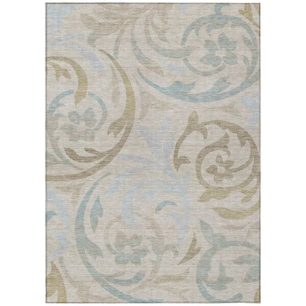 Chantille Machine Washable Indoor/Outdoor Abstract ACN3168 Linen 9 ft. x 12 ft. Area Rug