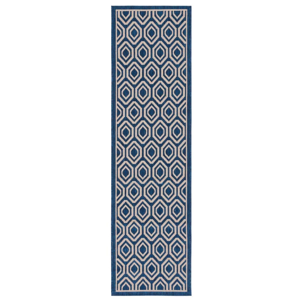 Courtyard Navy/Beige 2 ft. x 8 ft. Kilim Tribal Indoor/Outdoor Runner Rug price history on PriceWatchPro