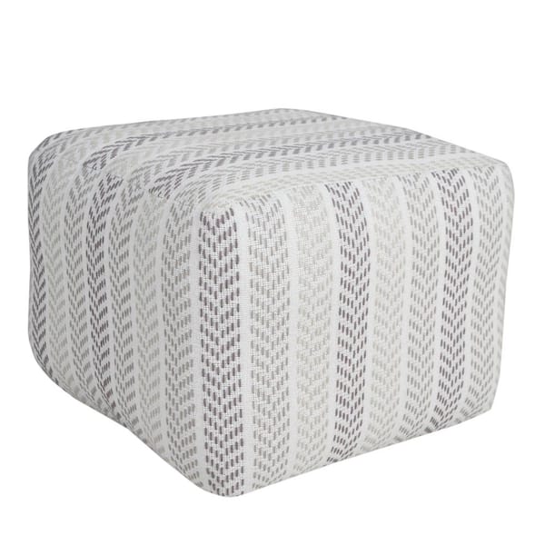 HomeRoots Amelia Gray Cotton Square Accent Ottoman