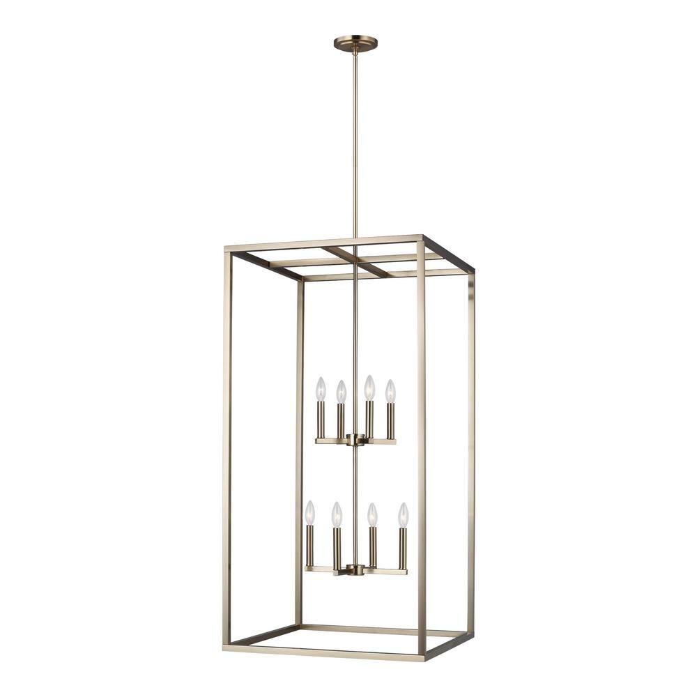 Satin Brass 8-Light Indoor/Outdoor Pendant Chandelier