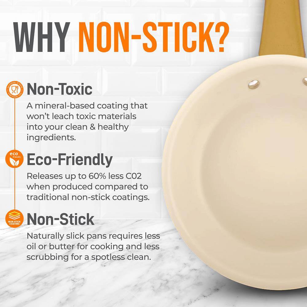 NutriChef 10-Inch Black Ceramic Non-Stick Fry Pan with Lid