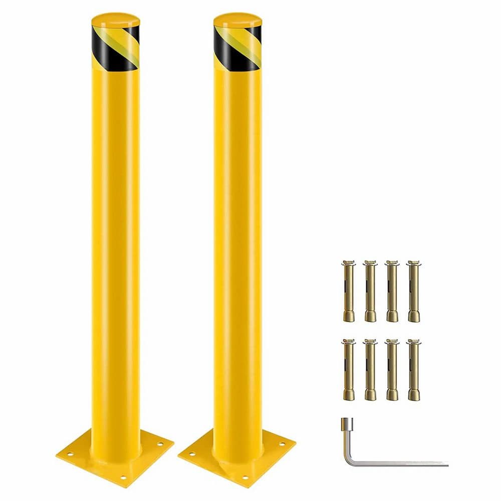 48 in. H x 4.5 in. D Yellow Steel Bollard Post for Traffic-Sensitive Area, Garage or Parking Lot (Set of 2) price history on PriceWatchPro