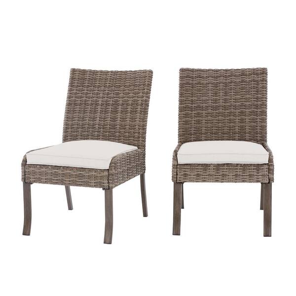 Hampton Bay Windsor Brown Wicker Outdoor Patio Stationary Armless