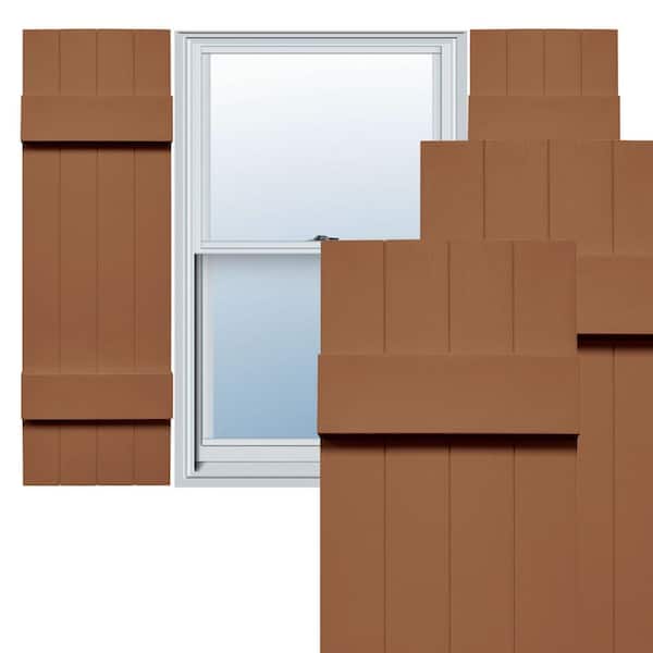 Lifetime 14 in. W x 51 in. H Vinyl Board and Batten Shutters Pair in Treated Cedar