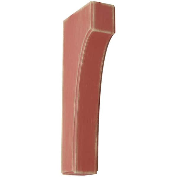 Ekena Millwork 1-3/4 in. x 10 in. x 4 in. Salvage Red Clarksville Wood Vintage Decor Bracket