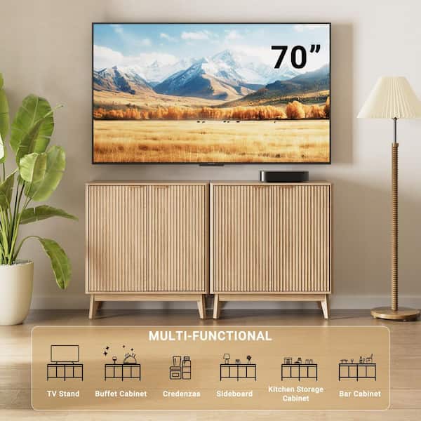 Cabinson Natural Oak 31. 5 in. W x 15. 75 in. D x 34. 45 in. H Sideboard Buffet Cabinet and 2 Doors