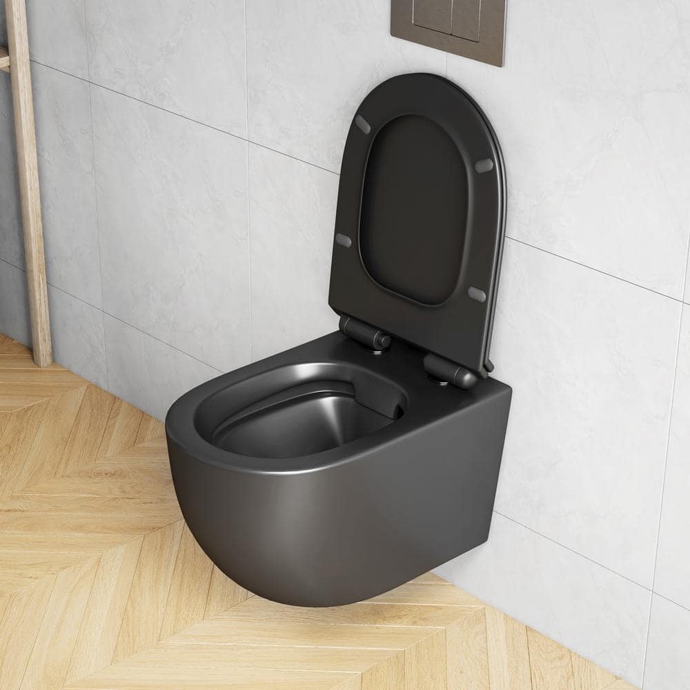 Hampton Matte Black Elongated Wall Mounted Dual Flush Toilet