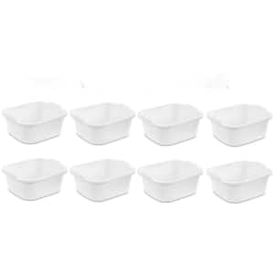 12 Qt. Durable Reinforced Plastic Kitchen Dishpan, White (8-Pack)